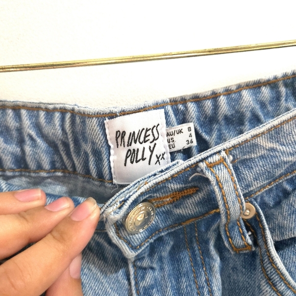 Princess Polly | Blue Distressed Women's Straight Leg Jean - Picture 7 of 13